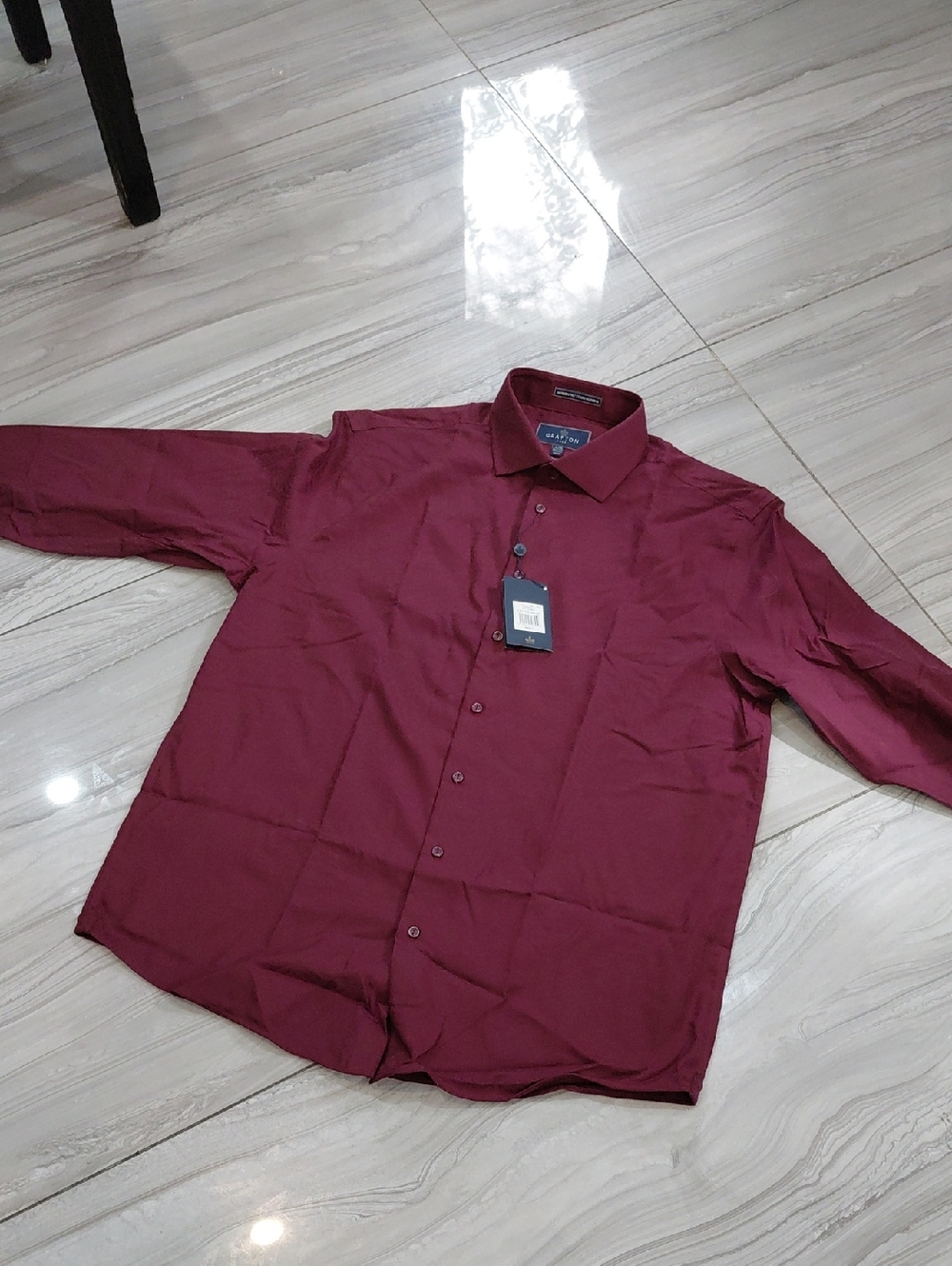 Men's Long-Sleeve Dress Shirt in Wine Red -